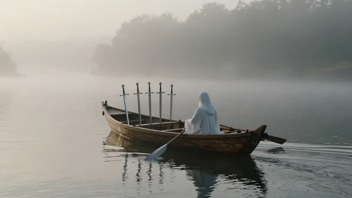 Иллюстрация к статье: Шестерка Мечей: искусство ухода и практика тишины в Таро