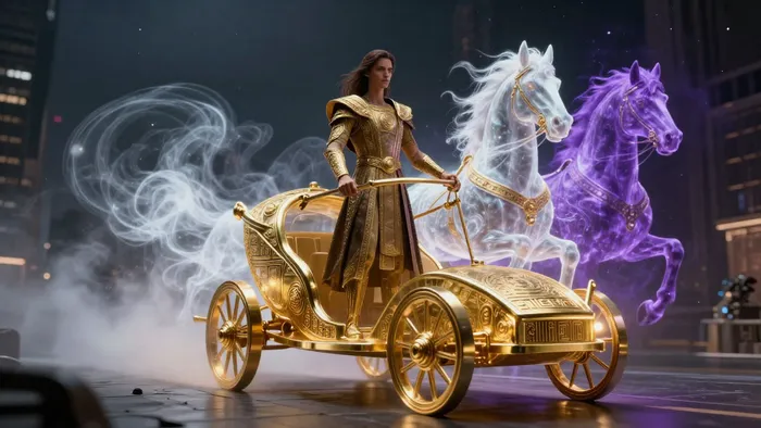 Иллюстрация к статье: Сценарий личности Колесница: Психология триумфа, контроля и внутренней борьбы