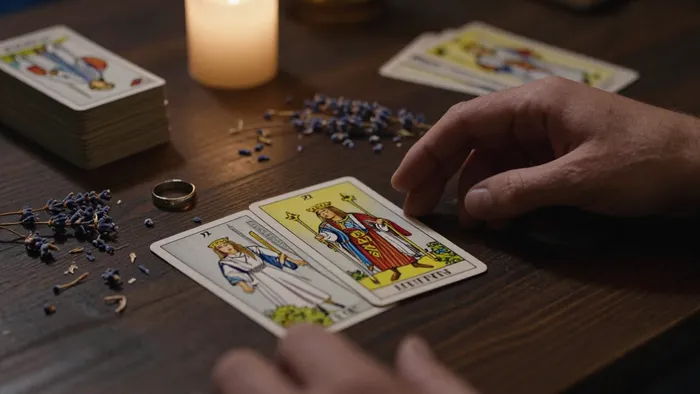 Иллюстрация к статье: Таинство близости: Как читать расклад на жену через поле и интуицию