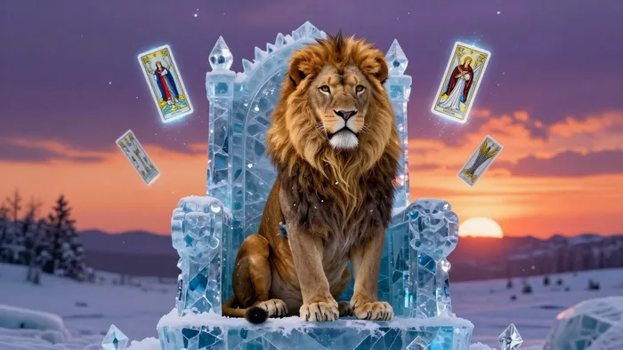 Иллюстрация к статье: Таро-прогноз для Льва на декабрь: Золото на инее и танец планет