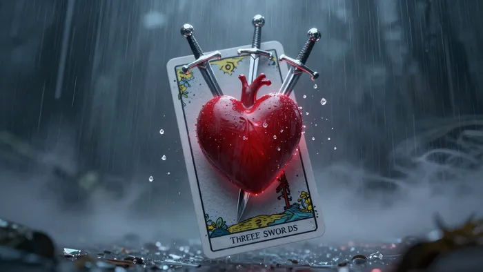 Иллюстрация к статье: Тройка Мечей как карта дня: практика честного взгляда и ментальной гигиены