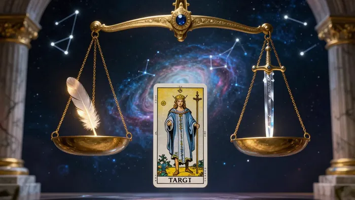 Иллюстрация к статье: Весы и Аркан Правосудие: Полный гид по астрологическим соответствиям и прогнозу в Таро