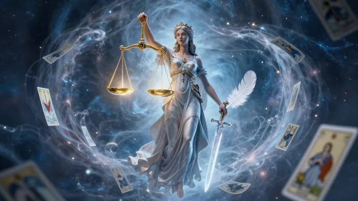 Иллюстрация к статье: Весы и стихия Воздуха в Таро: Искусство равновесия на острие меча