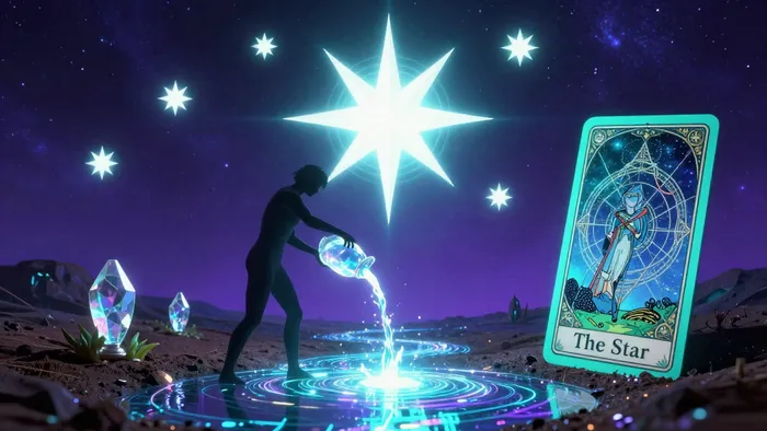 Иллюстрация к статье: Водолей и Таро: как архетип Звезды и масть Мечей определяют ваш месяц