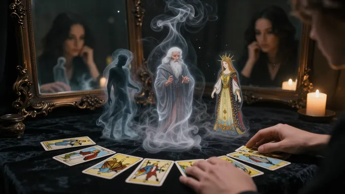 Иллюстрация к статье: Зеркало для Тени: как Таро раскрывает тайны нашего бессознательного